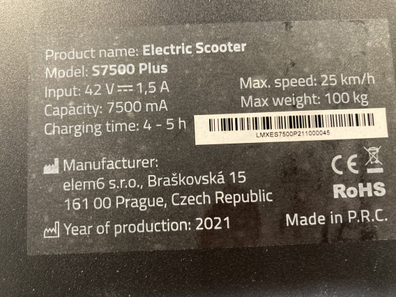 LAMAX E-Scooter S7500 Plus - jazdená 22 km