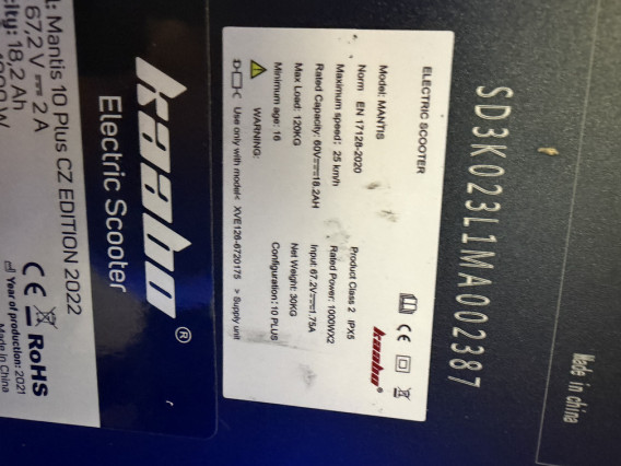 Kaabo Mantis 10 Plus - jazdená 0 km